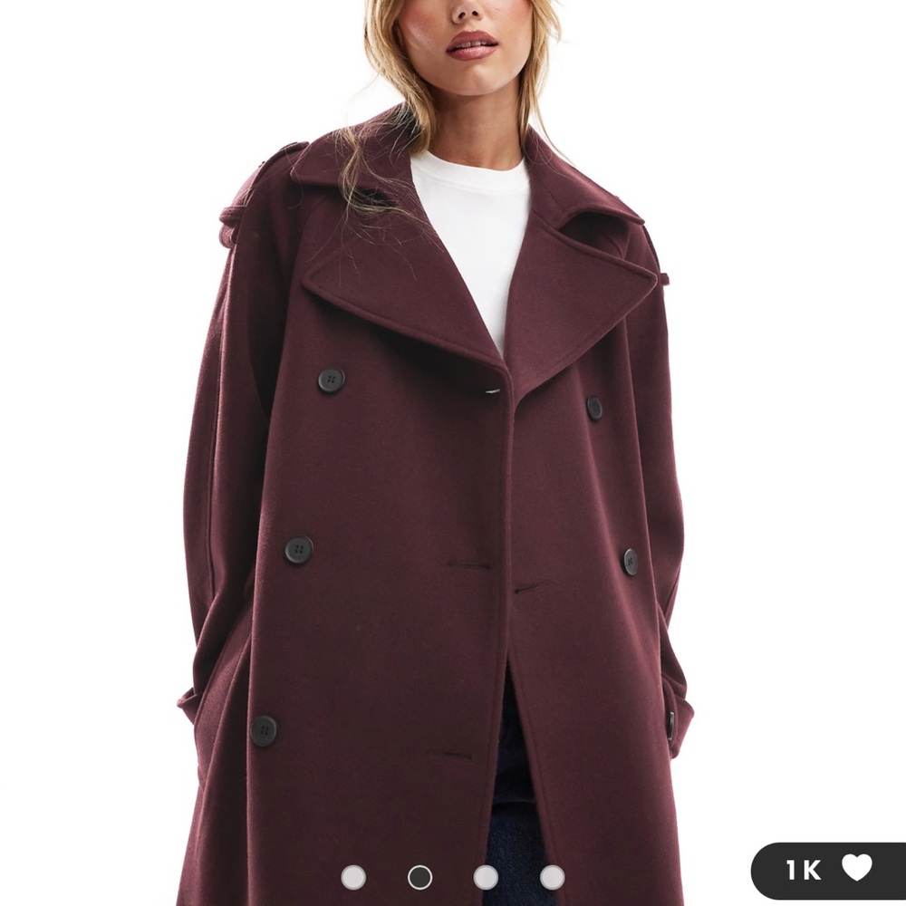 ASOS Double-Breasted Plum Trench Coat